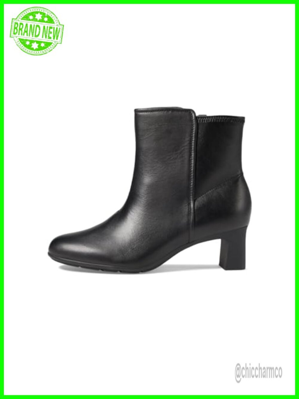 Leather Mid-Calf Boot with Side Zipper and Block Heel - Picture 4 of 6